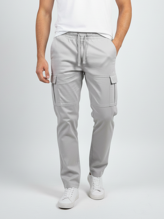 Men's gabardine pants, baggy trousers - Light grey