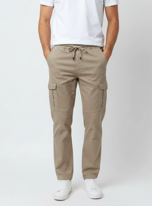 Men's gabardine pants, baggy trousers - Beige