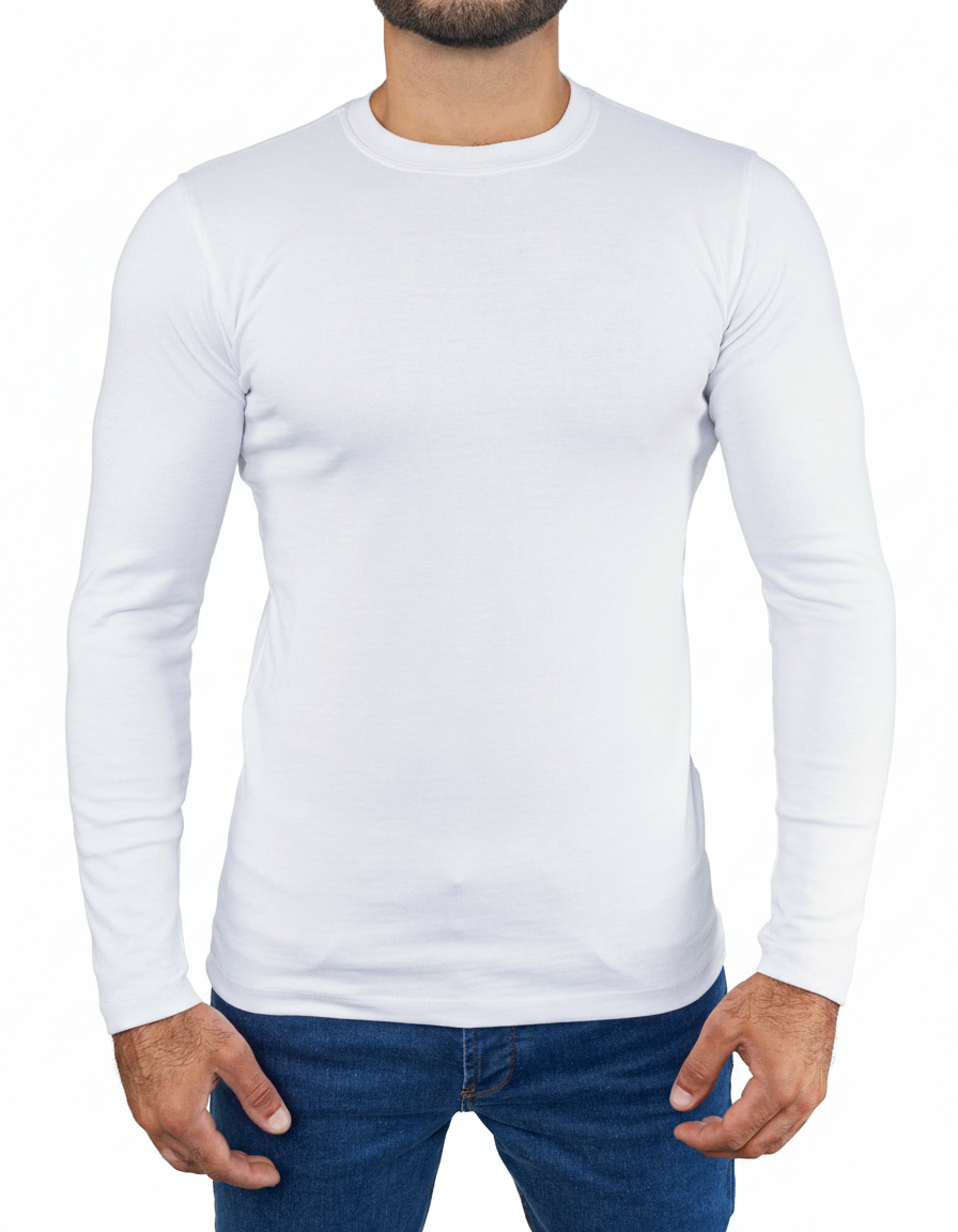 Men’s Basic crew neck T-shirt with sleeves White