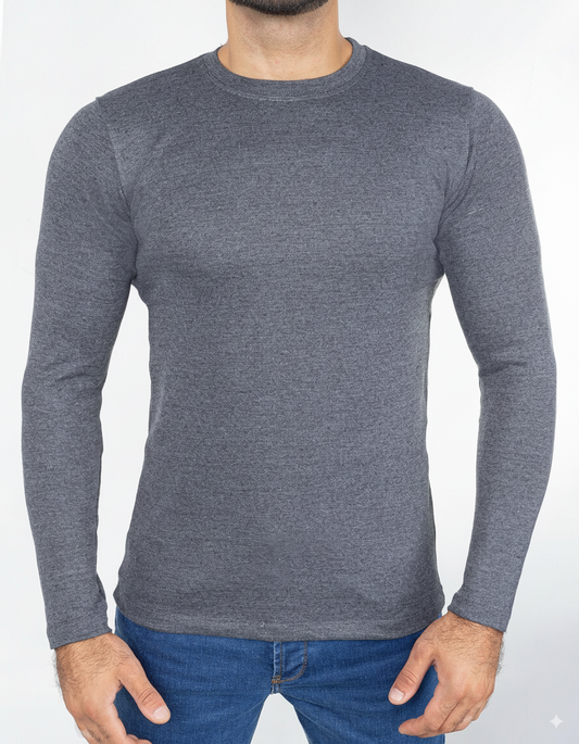 Men’s Basic crew neck T-shirt with sleeves Dark Grey