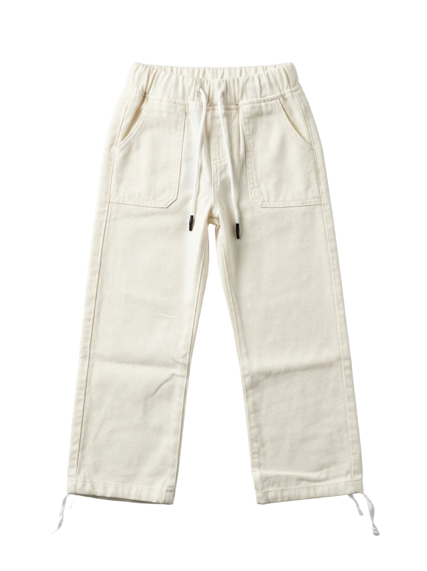 Girls' off-white gabardine wide leg pants by TREE
