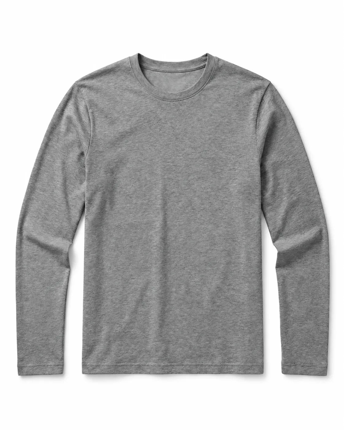 Men's basic gray long sleeve T-shirt with crew neckline