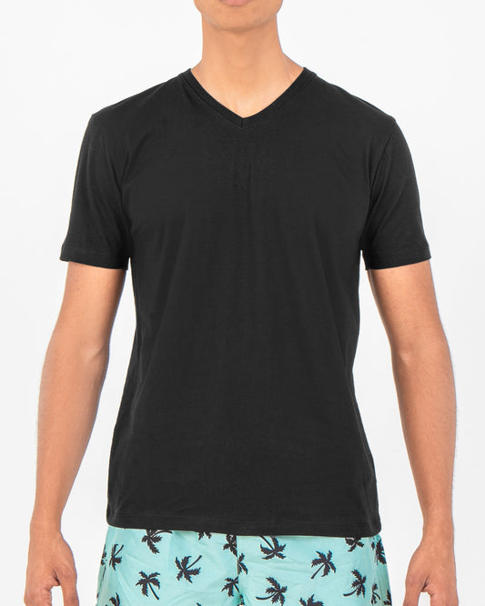 Men's T-Shirt Basic Fashion   V  Neck Black