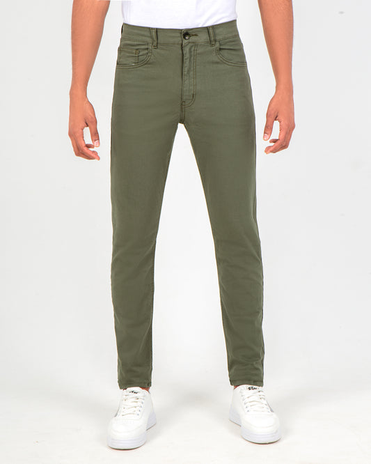 Men`s Gabardine Pants Slimfit 5 Pocket - Olive