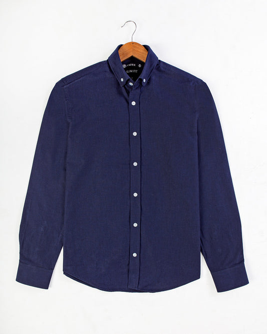 Men's Oxford Shirt With Sleeves - Dark Blue