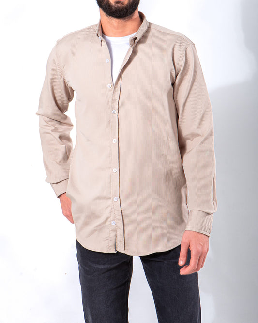 Men's  Shirt ribbed with Sleeves - Beige