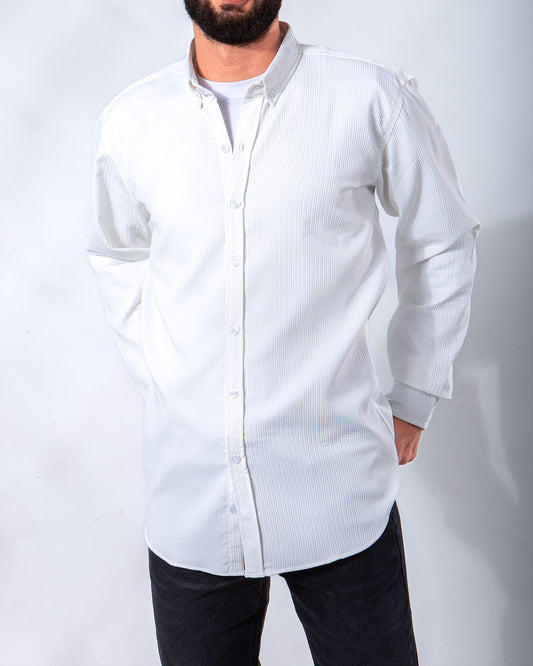 Men's  Shirt ribbed with Sleeves - White