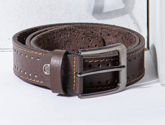 Men's casual leather belt - Brown