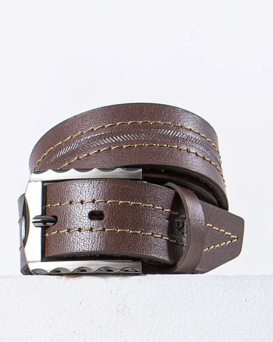 Men's casual leather belt - Brown