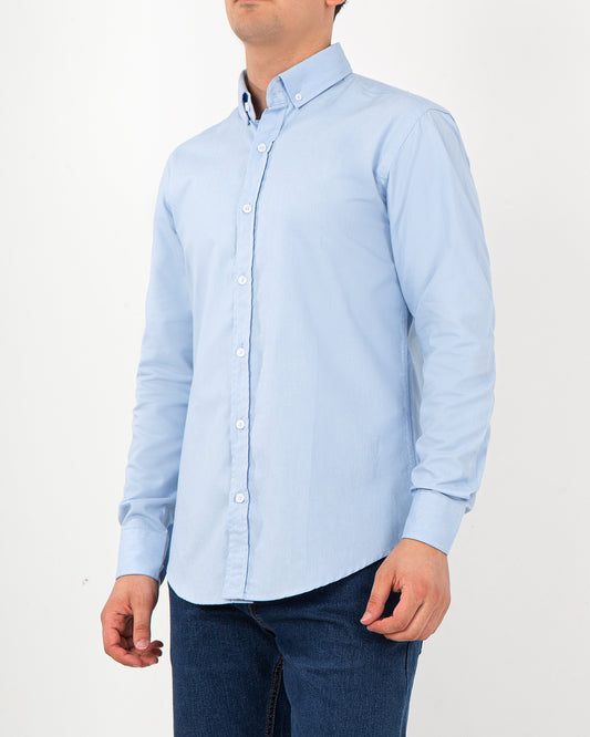 Men's Oxford Shirt With Sleeves - Light Blue