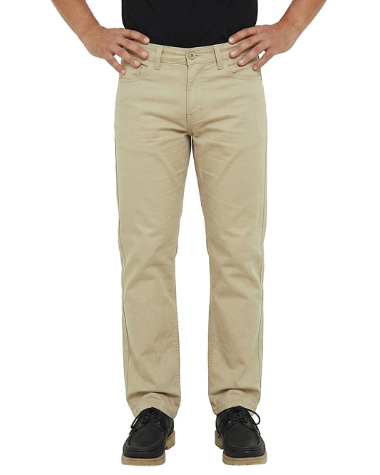 Men's beige gabardine 5-pocket pants in a regular fit by TREE