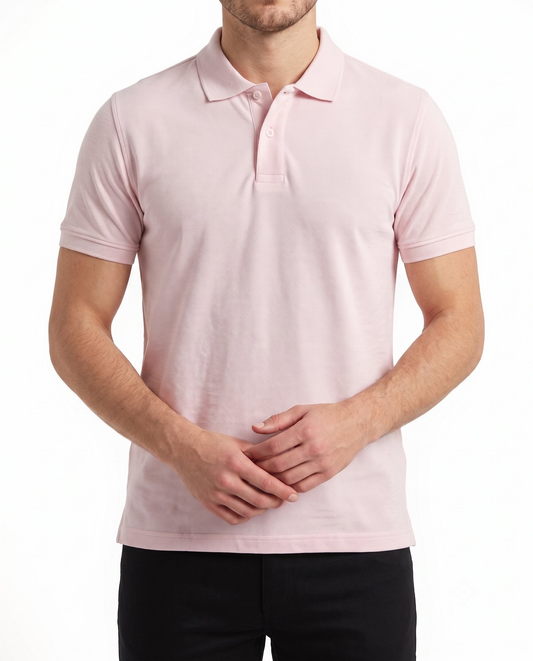Men’s light pink solid piqué polo shirt with a regular fit by TREE