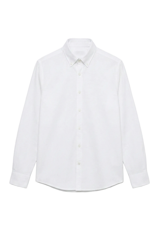 Men's White Solid Oxford Shirt (65% Cotton) – Slim Fit