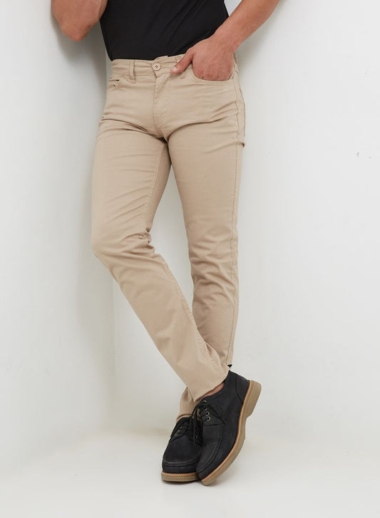 Men's Gabardine Pants 5 Pocket Slimfit - Beige