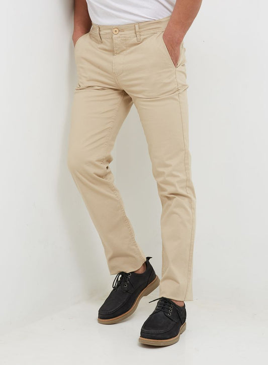 Men`s Gabardine Pants Slim Fit  With Side Pockets Beige