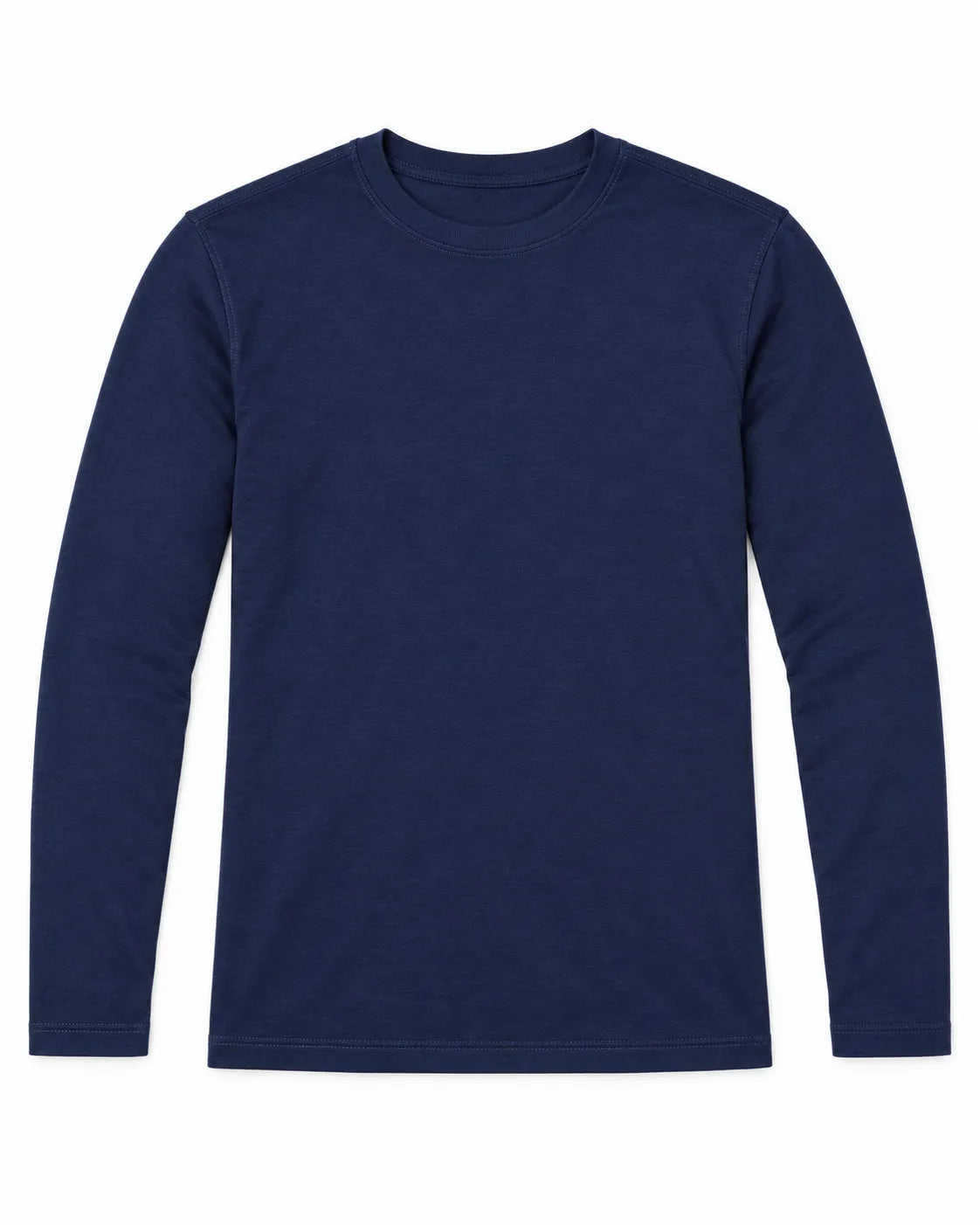 Men's basic navy long sleeve T-shirt with crew neck