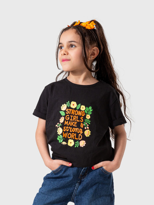 Girl's  T-Shirt Print - Black
