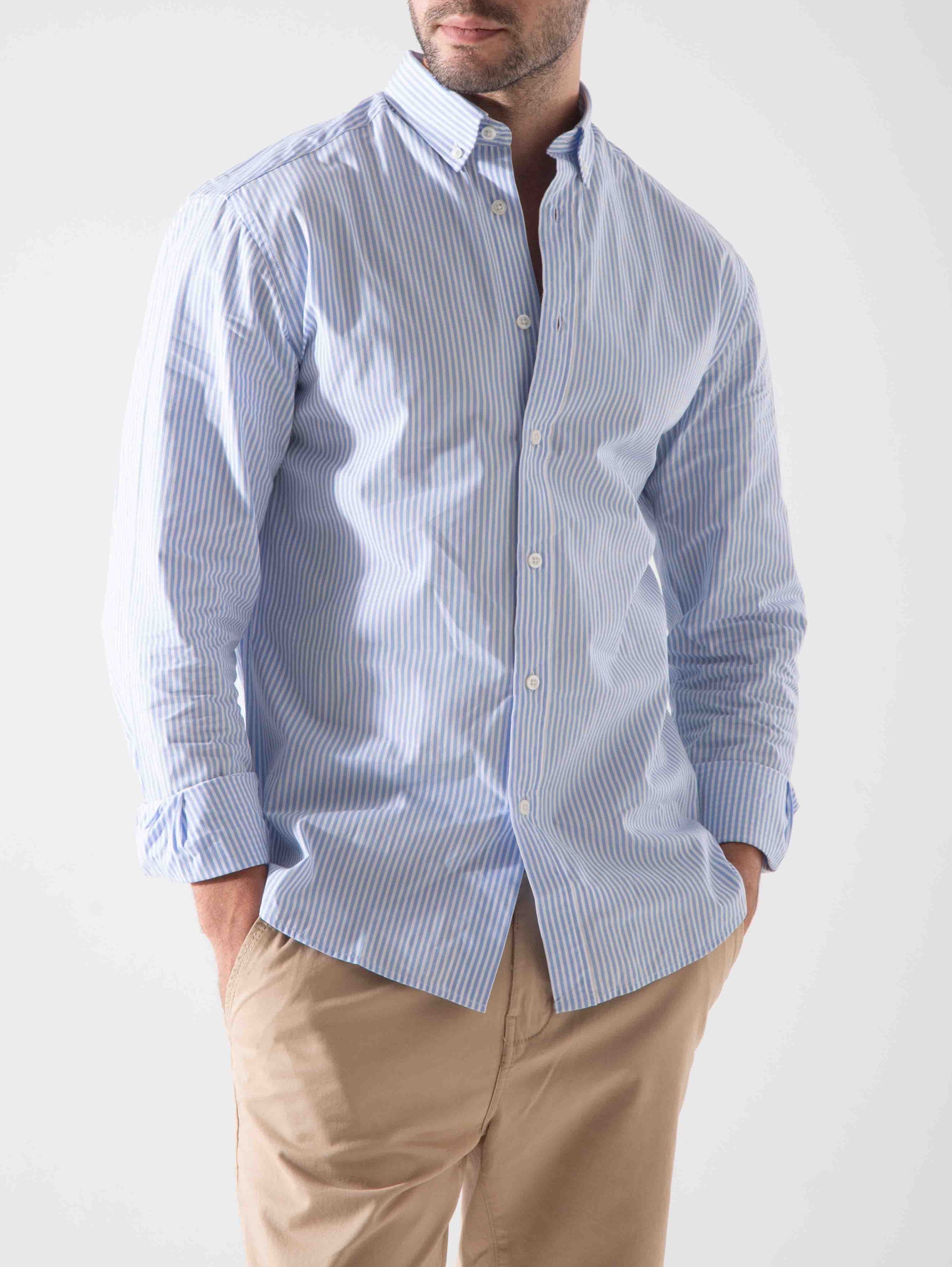 قميص رجالي مخطط بأكمام طويلة