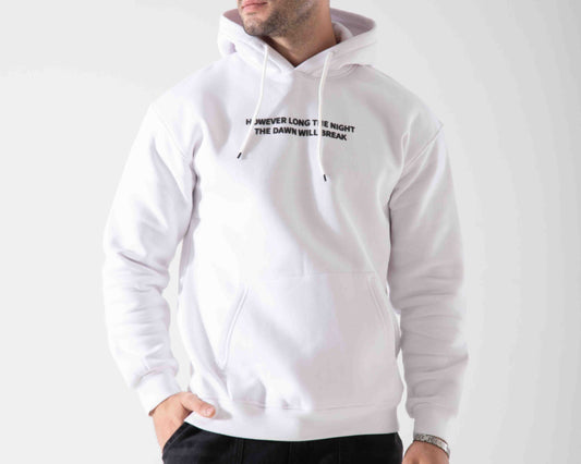 Men's Printed Oversized Hoodie Sweatshirt - Winter Cotton - white