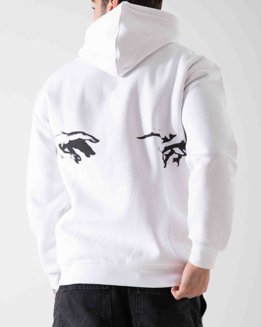Men's Printed Oversized Hoodie Sweatshirt - Winter Cotton - white