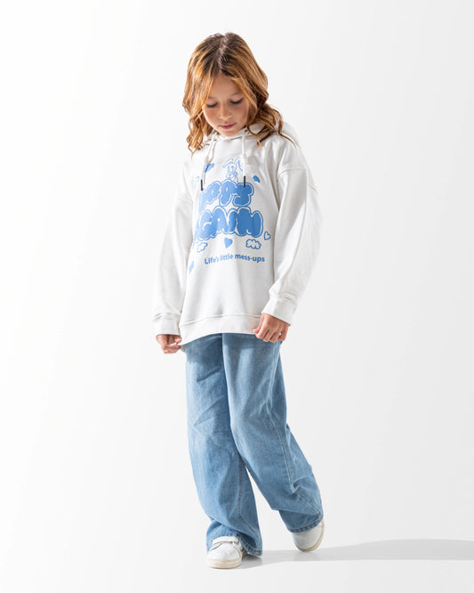Girls' Cotton Printed Hoodie OOPS AGAIN