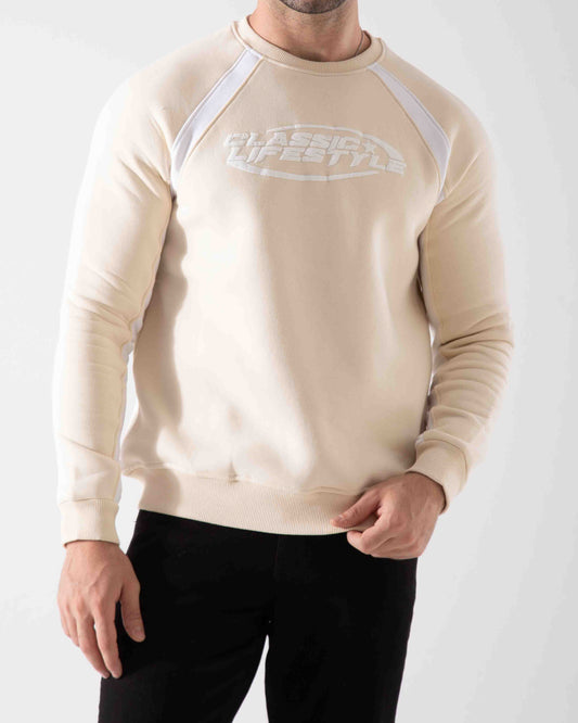 Men's Melton Sweatshirt  Print - Beige