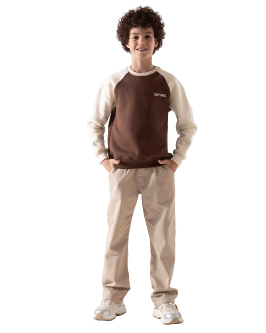 Boys' Crewneck Sweatshirt Brown & Beige