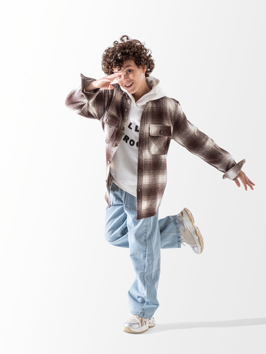Boys' winter plaid shirt