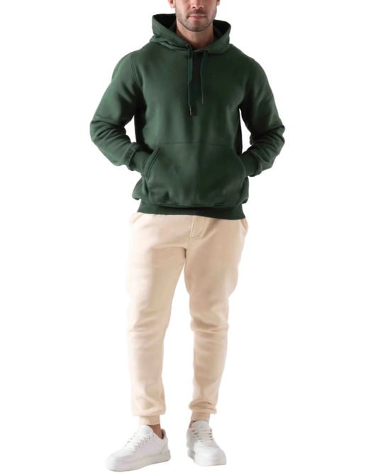 Men's Basic Cotton Blend Hoodie Dark Green