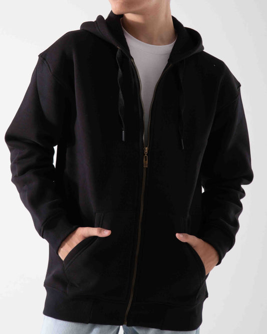 Men's Oversized Sweatshirt Jacket - Black