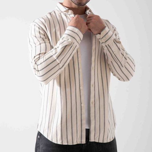 Men's 100% Cotton Fine Stripe Winter Shirt