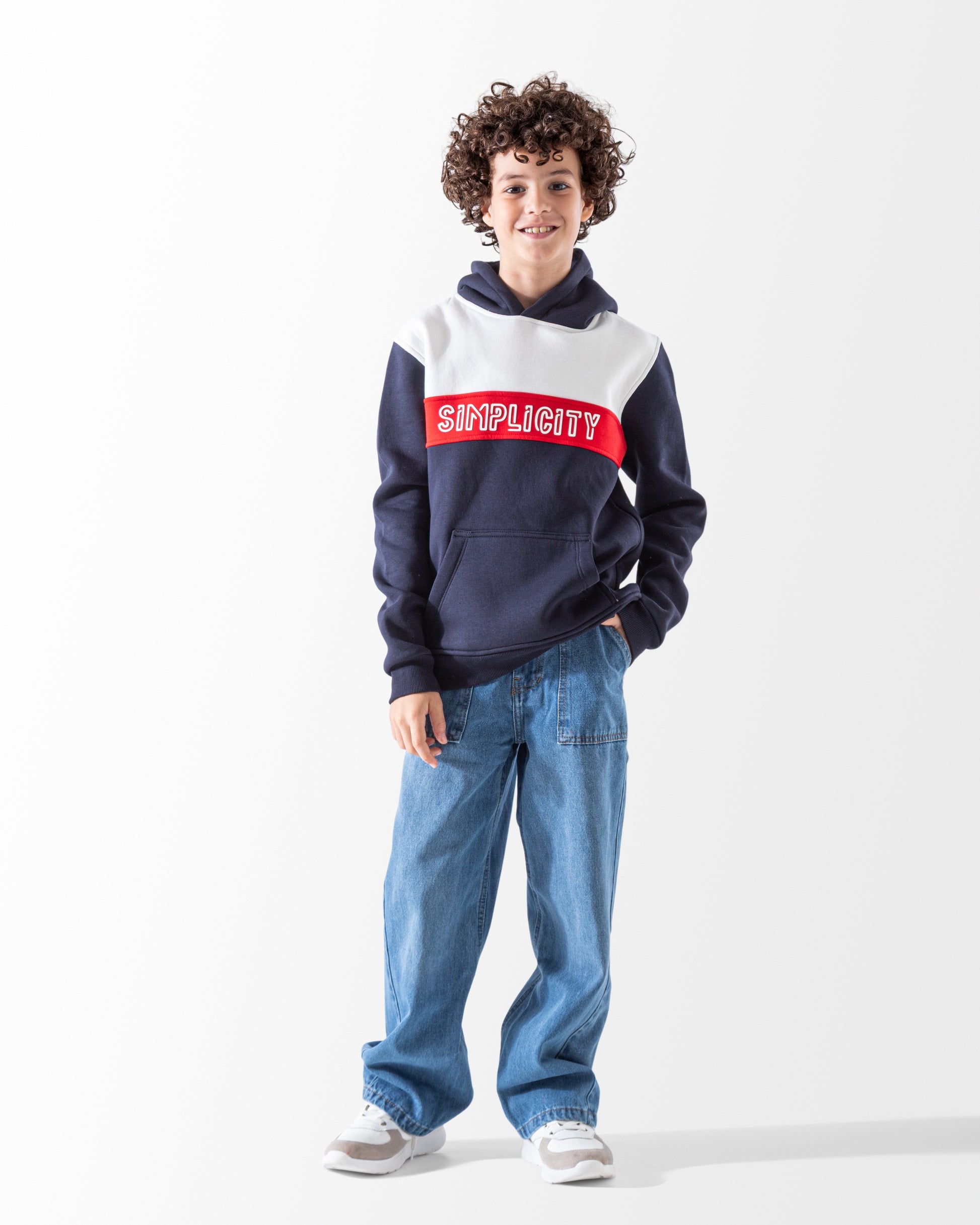 Close up of boys hoodie simplicity print cotton blend