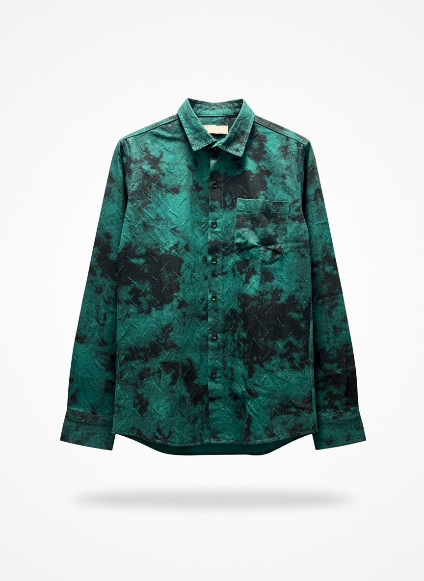Green camouflage shirt on a white background