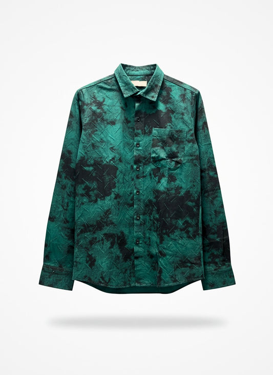 Green camouflage shirt on a white background