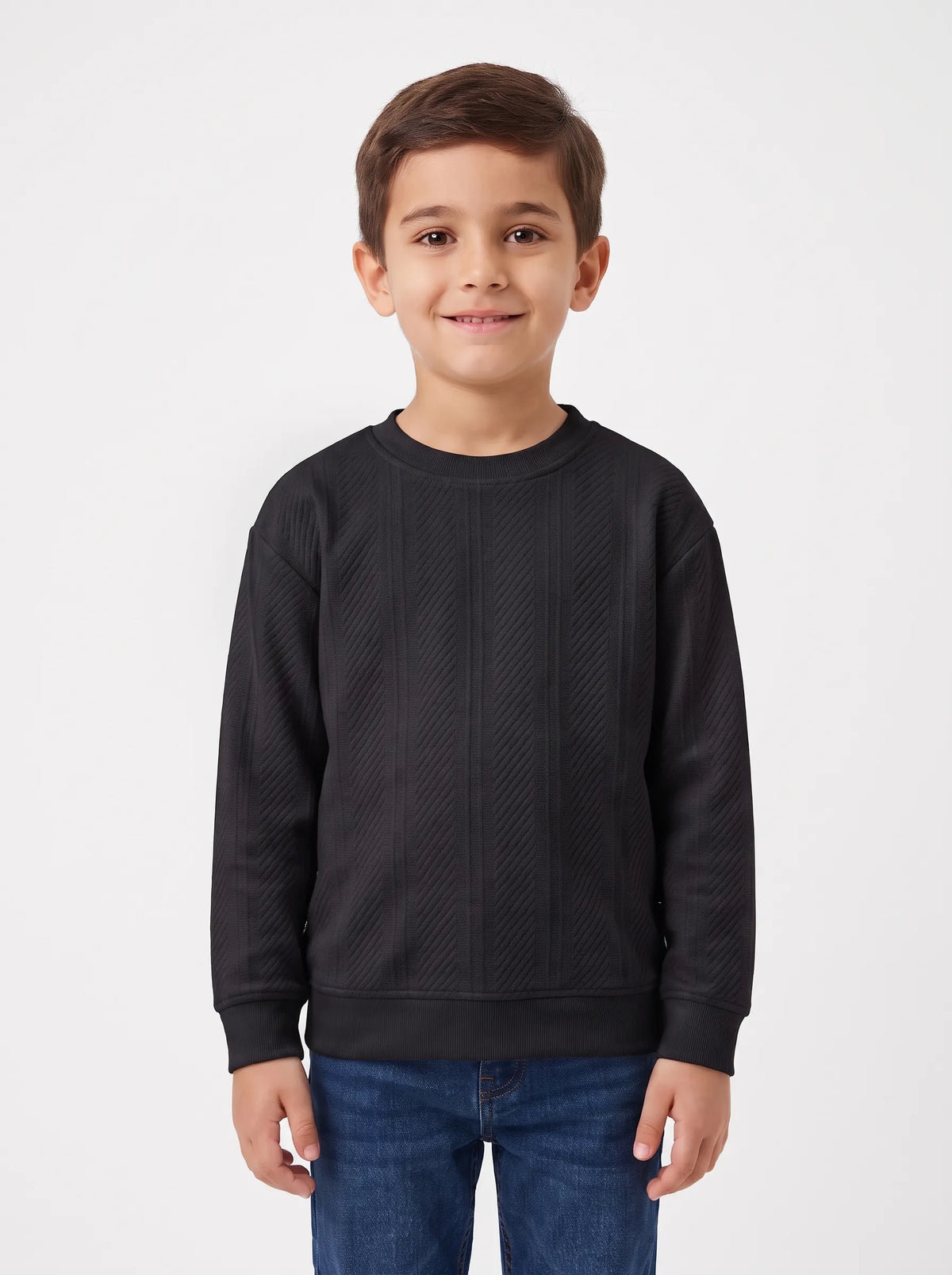 Boys' ribbed crewneck sweatshirt - TREE