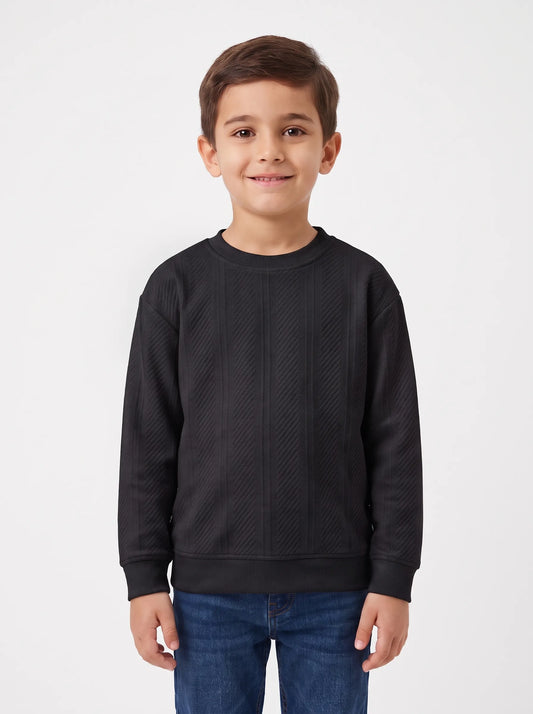 Boys' ribbed crewneck sweatshirt - TREE