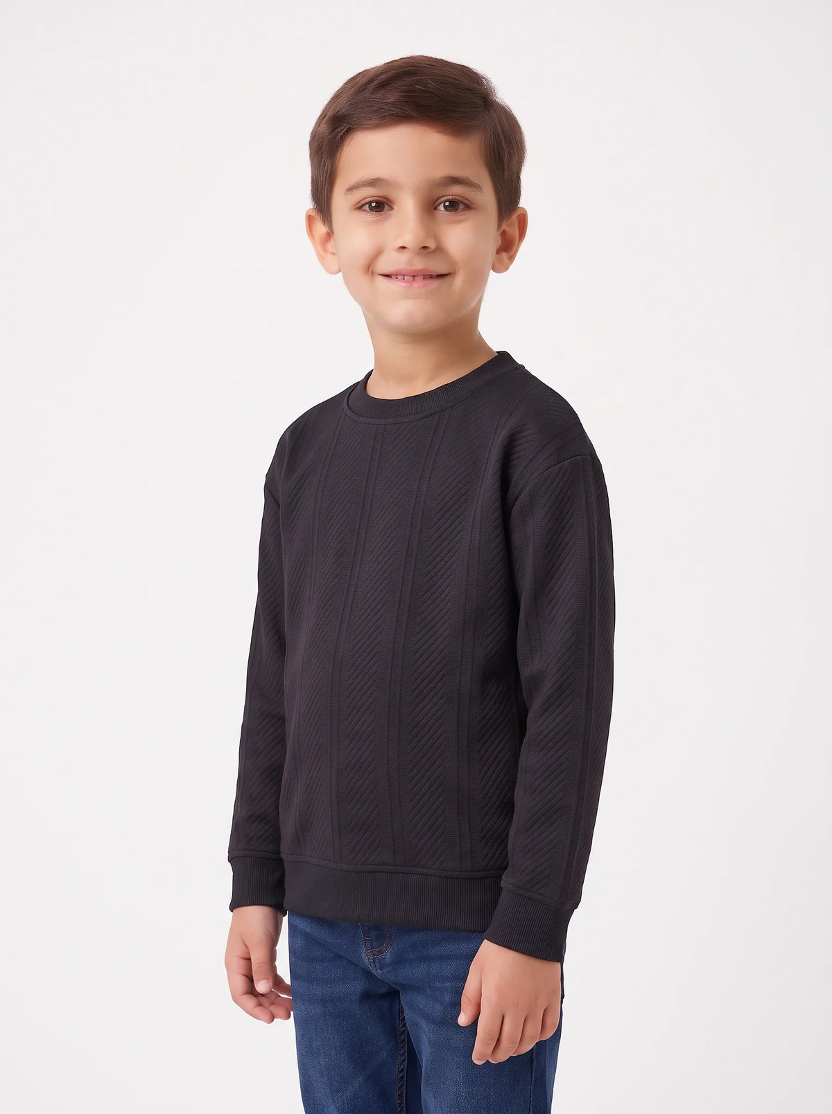 Boys' ribbed crewneck sweatshirt - TREE