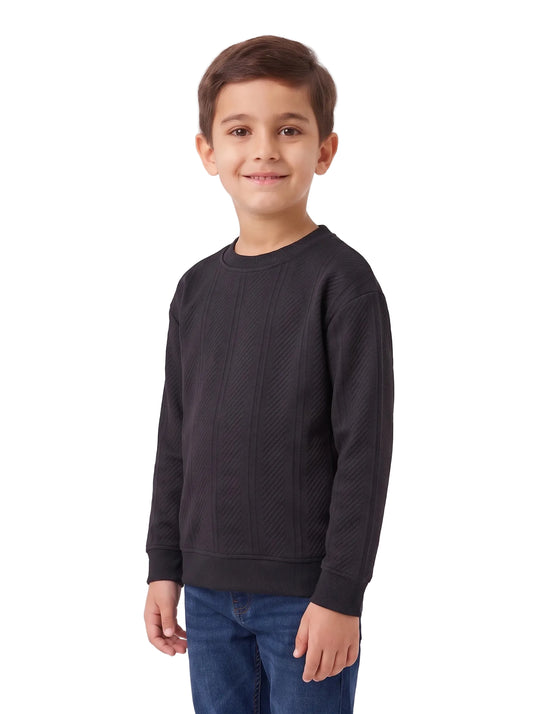 Boys' ribbed crewneck sweatshirt - TREE