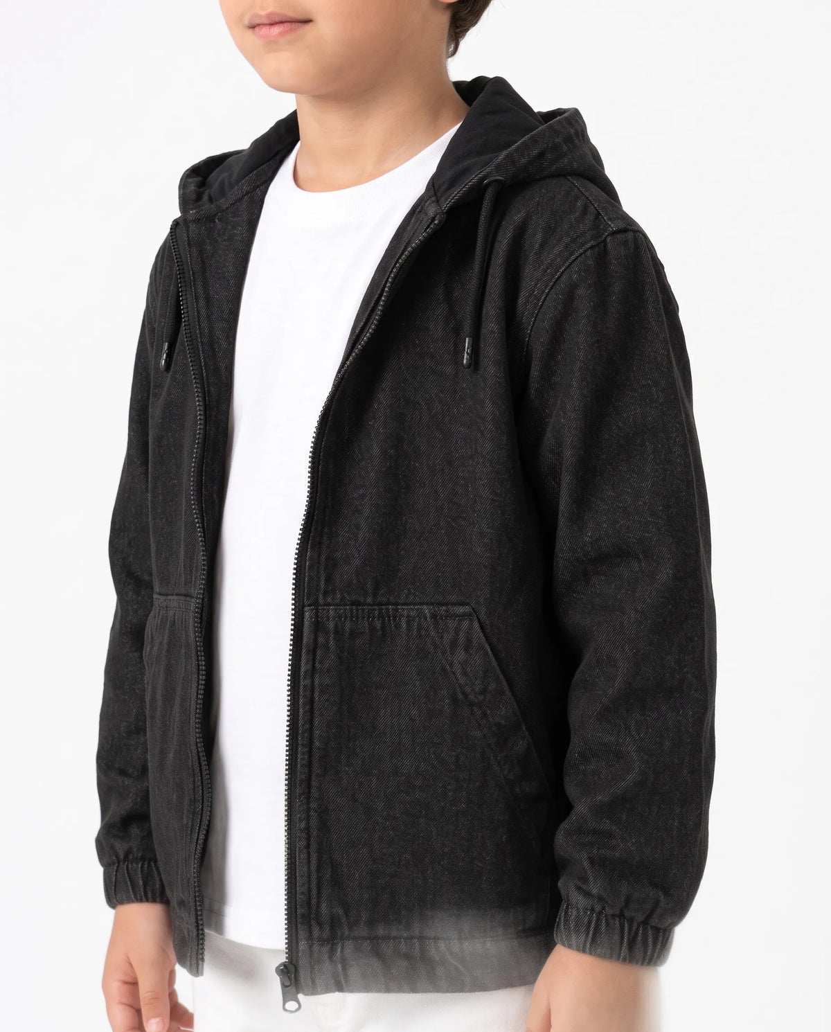 Boys' zipper denim jacket black - TREE