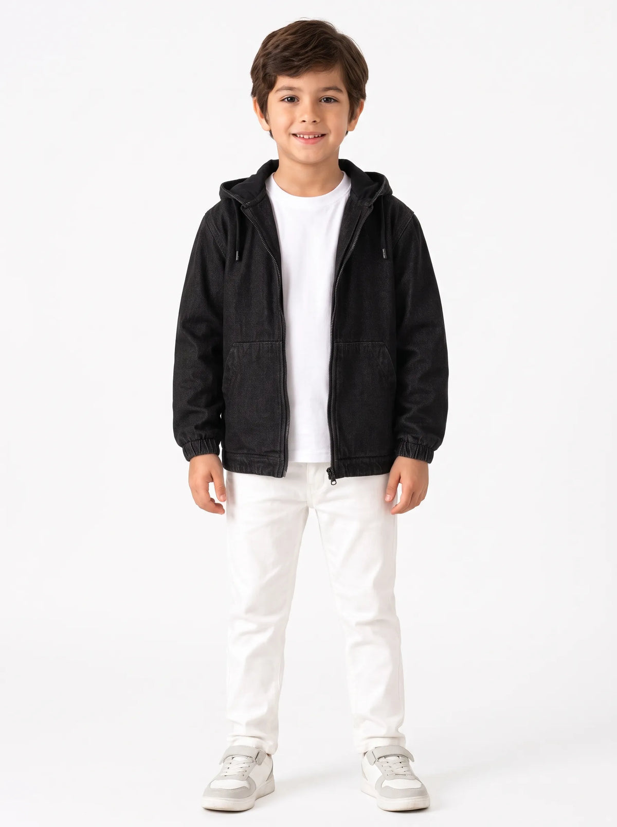 Boys' zipper denim jacket black - TREE