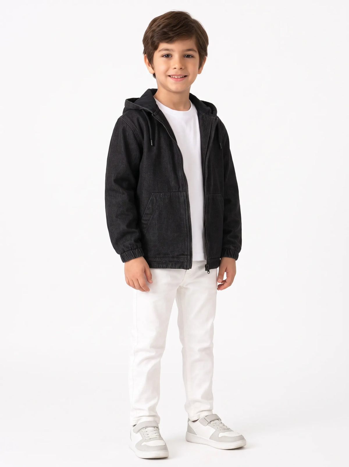 Boys' zipper denim jacket black - TREE