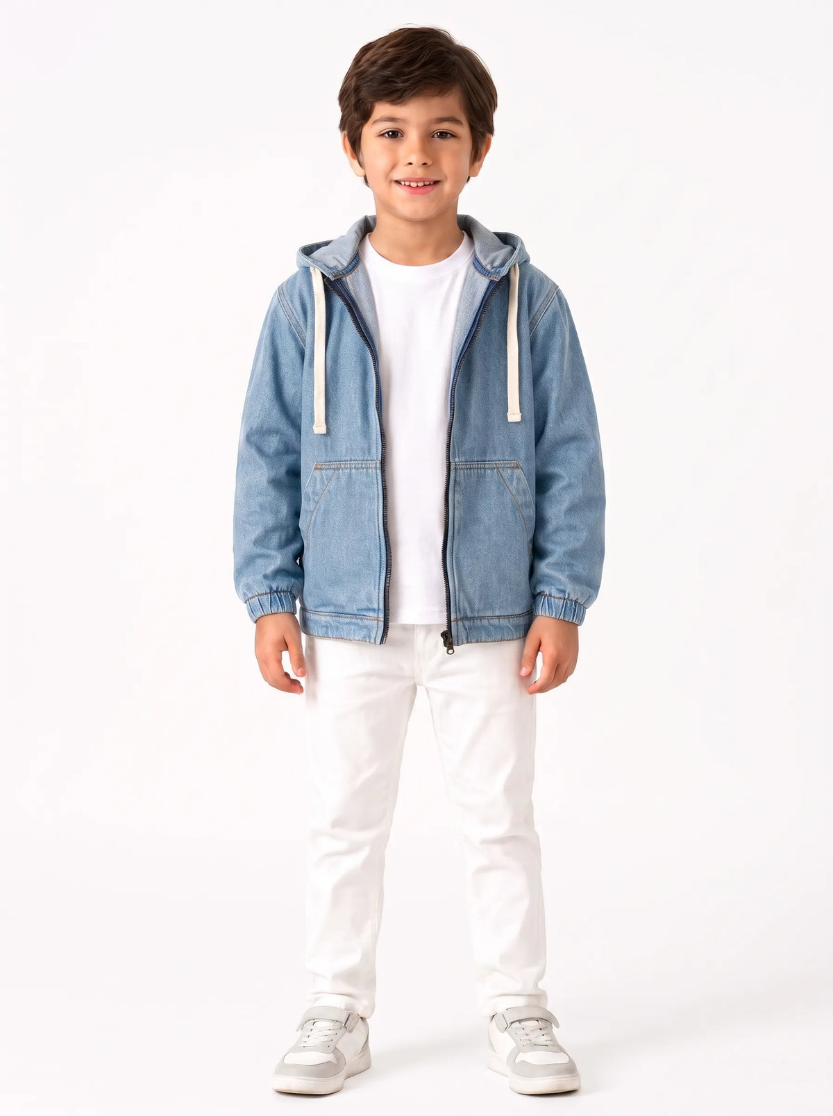 Boys' zipper denim jacket light blue - TREE