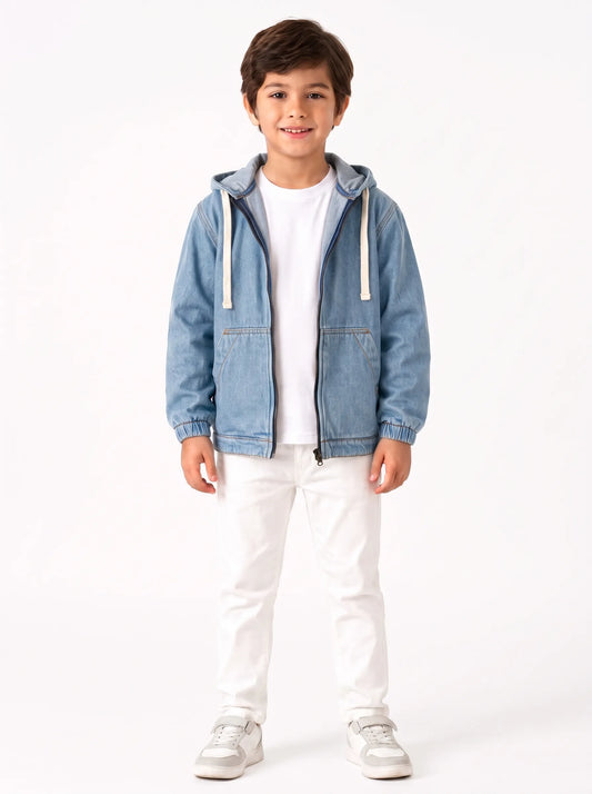Boys' zipper denim jacket light blue - TREE