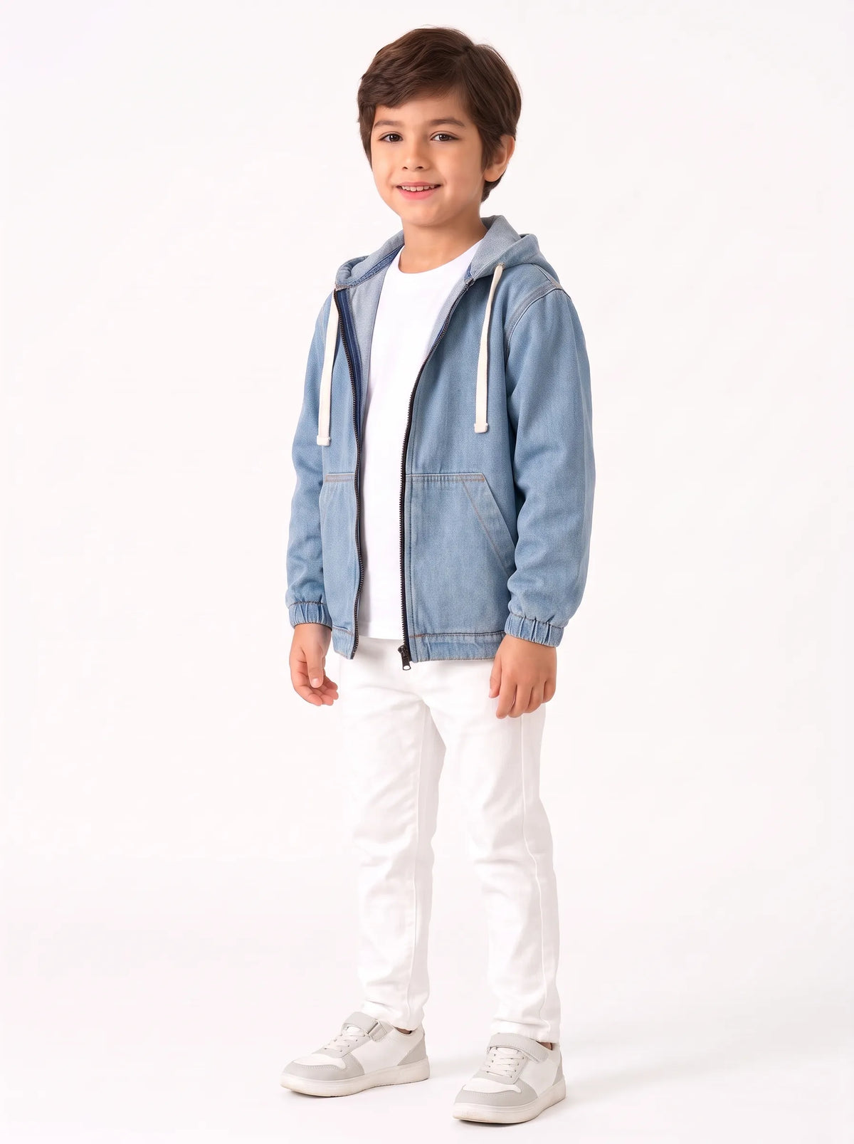Boys' zipper denim jacket light blue - TREE