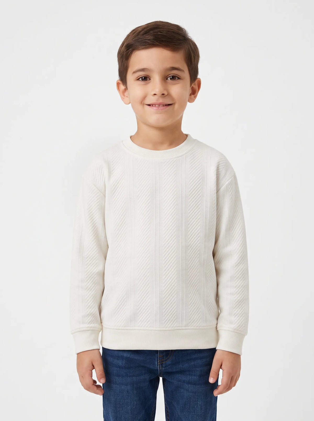 Boys' ribbed crewneck sweatshirt - TREE