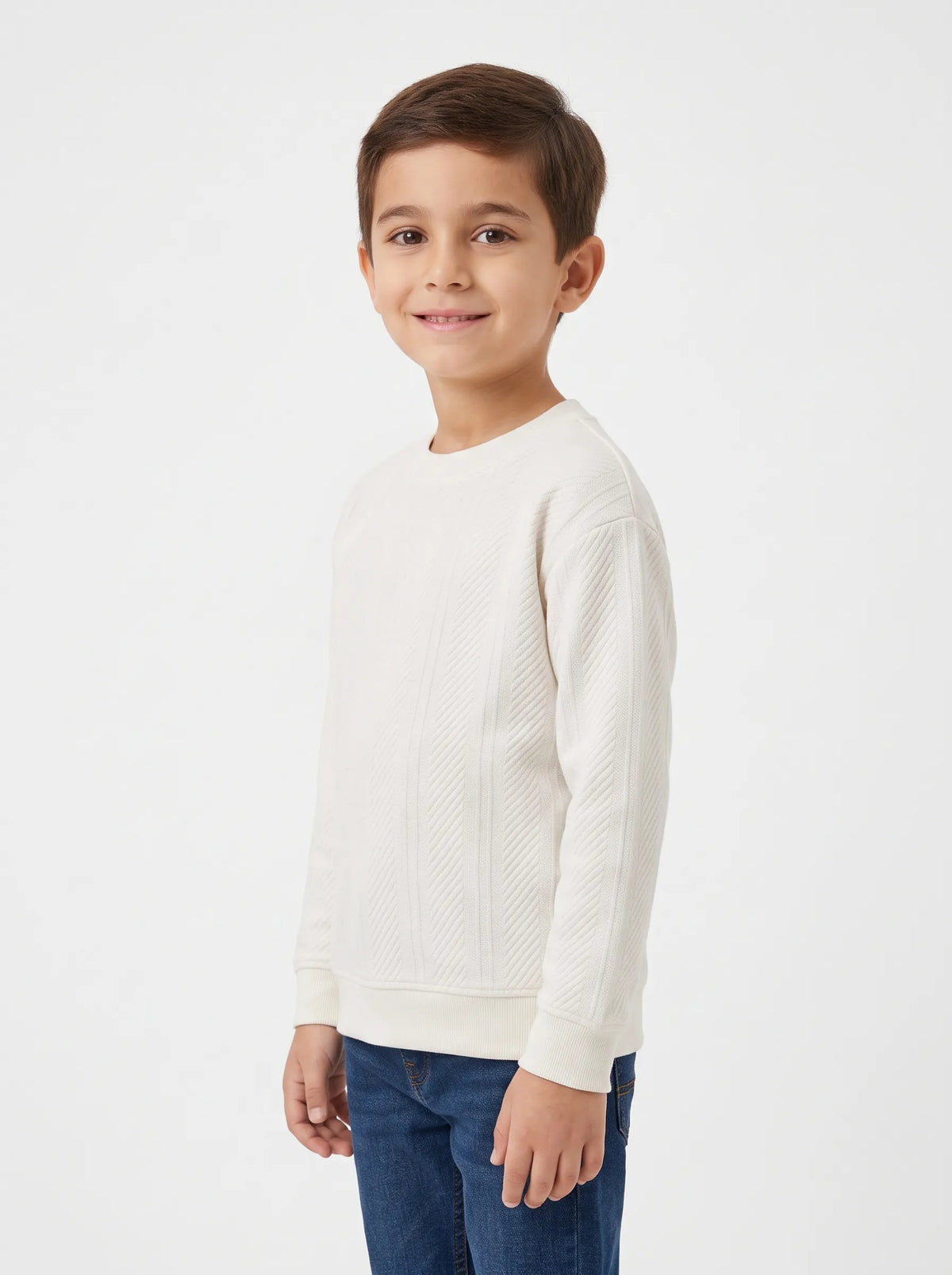 Boys' ribbed crewneck sweatshirt - TREE