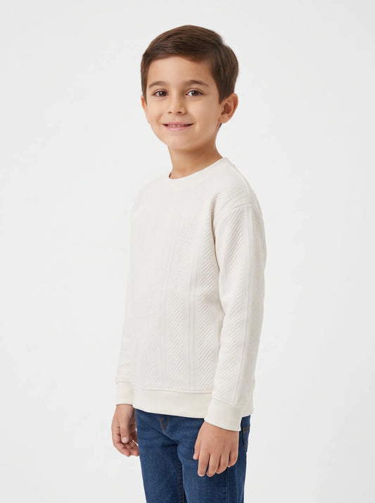 Boys' ribbed crewneck sweatshirt - TREE