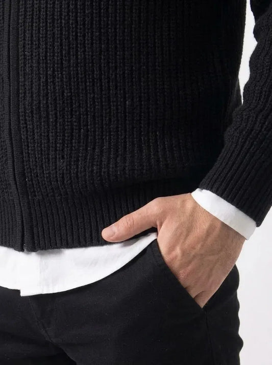 Men's Ribbed Knit Full-Zip Cardigan Sweater