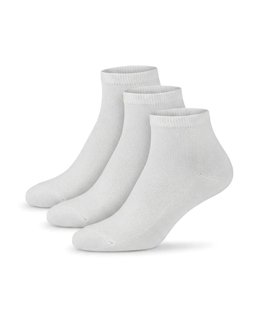 Kids' White Cotton Ankle Socks 3-Pack – 80% Cotton