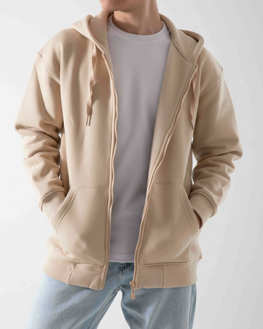 Men's Oversized Sweatshirt Jacket - beige